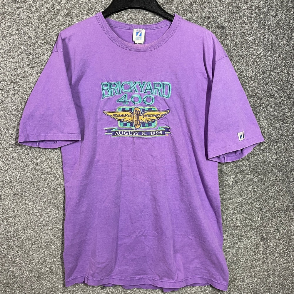 Vintage 1995 Brickyard 400 Indianapolis Motor Speedway Logo 7 T-Shirt‎ Purple L